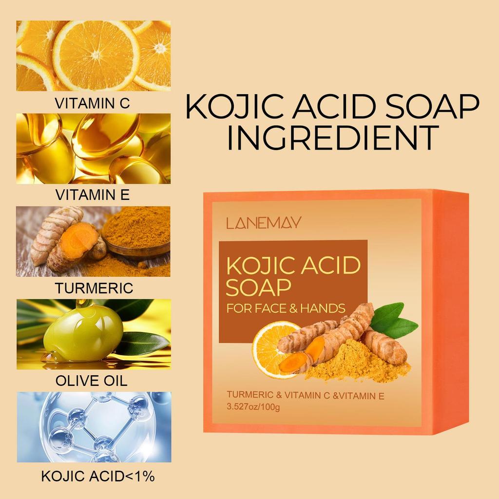 Kojic Acid Soap-Deep Cleaning and Moisturizing Face & Hands  Skin, Promote a Smoother, More Radiant Skin Texture -Suitable For Skin Types,100g