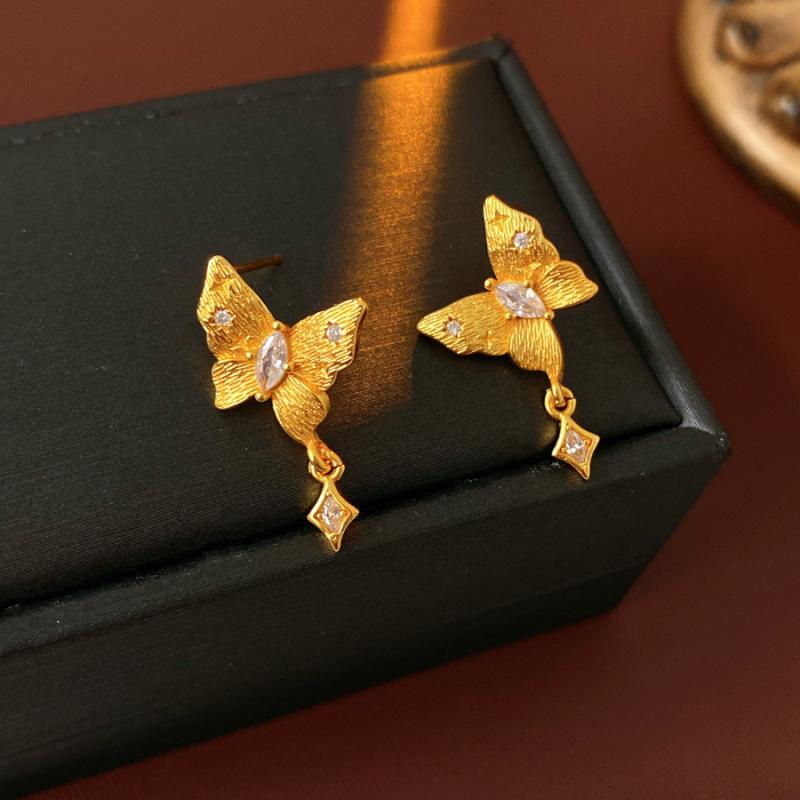 Silver Needle Zircon Cross Hollow Stud Earrings - French Retro Style Luxury