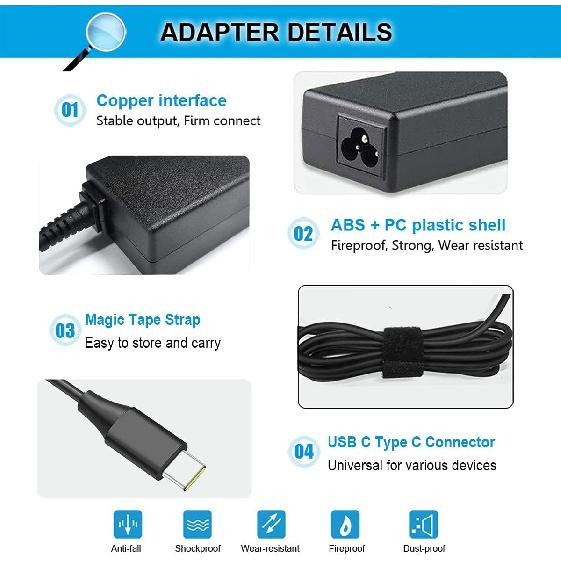 45W USB C Charger for HP Chromebook X360 14 14A G5 11 11A G8 G7 G6 G1 G2 EE 14-CA000 11-AE000 14-ca061dx 14-ca051wm 14-ca052wm 14-ca091wm 14-ca020nr