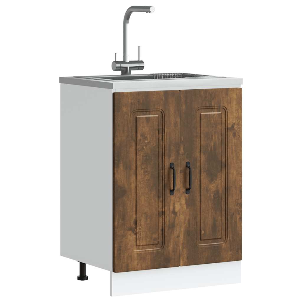 Kalmar Kitchen Base Cabinet In Smoked Oak Finish 60 X 46 X 81.5 Cm