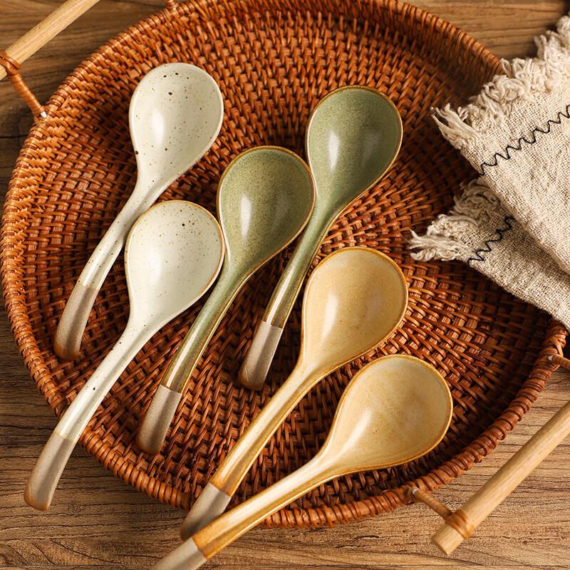 Glazed Ceramic Japanese Style Soup Spoon