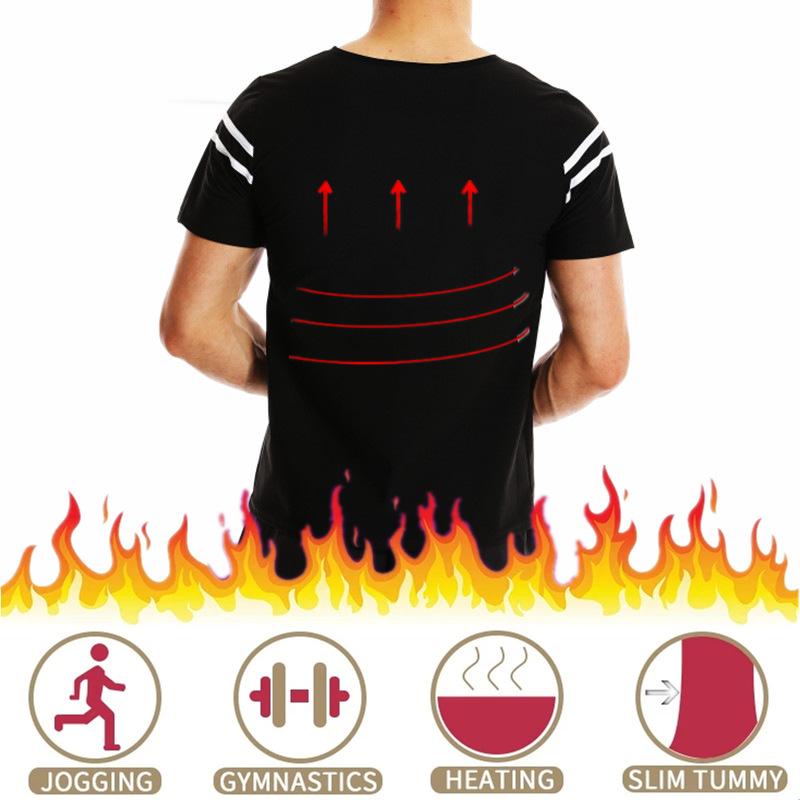 Men Short Sleeve Sauna Sweat Shirt, Tummy Control Compression Shaper for Running Gym Fitness Workout