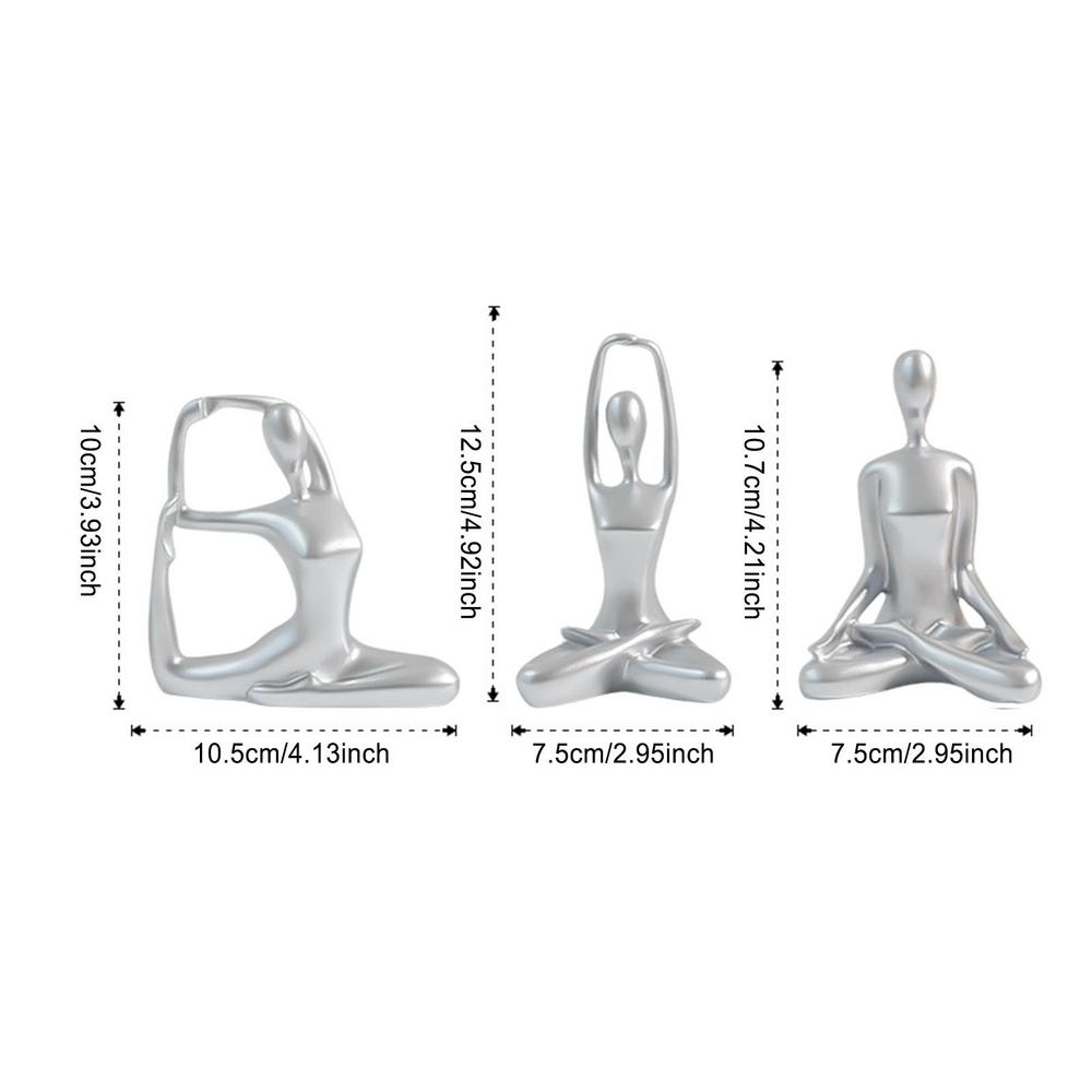 Yoga Pose Statue 3Pcs Resin Yoga Sculptures Meditating Yoga Decor Craft Tabletop Abstract Decor Home Decor Ornaments Sculpture