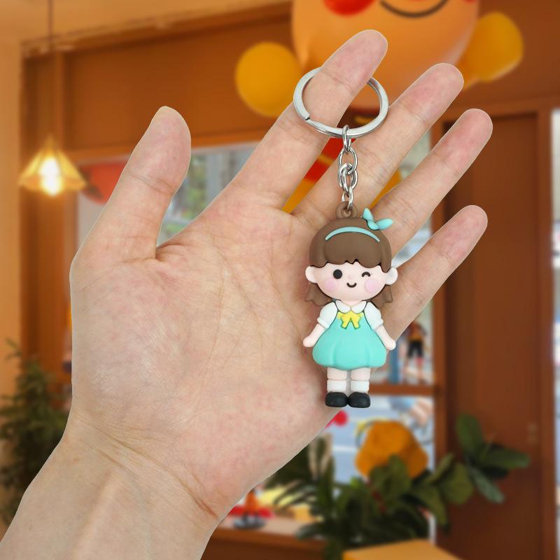 Adorable Braided Girl & Boy Figurine Keychain Charms: Creative Cartoon Backpack Pendants