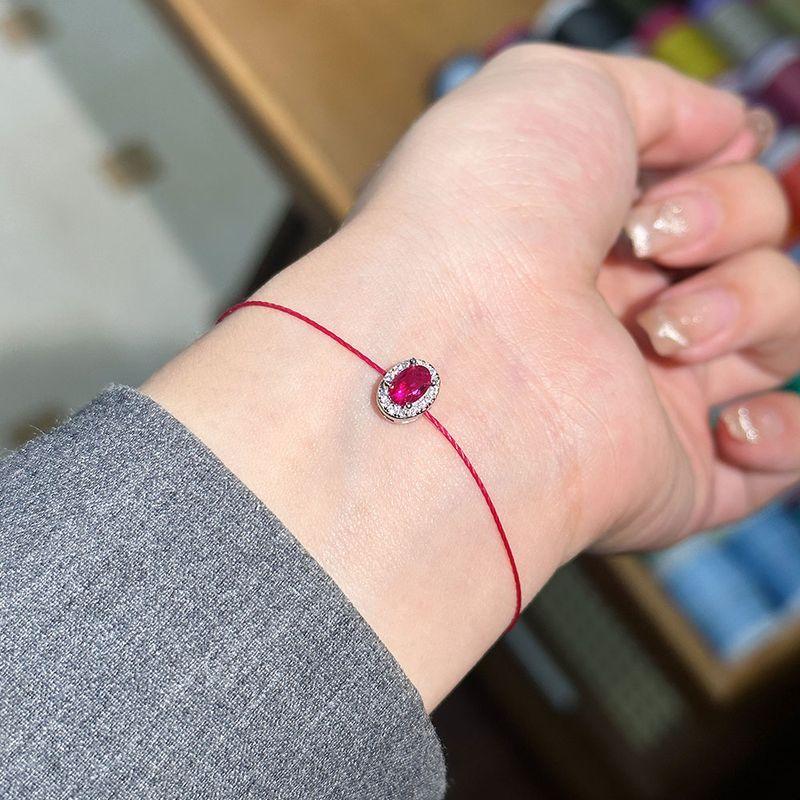 

Парижский красный шнурок изумрудный браслет полностью зеленый свет элегантный стильный полный шнурок год рождения красный талисман 925 серебро Red