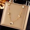 Ladies Titanium Steel Flower Butterfly Pendant Necklace Jewelry