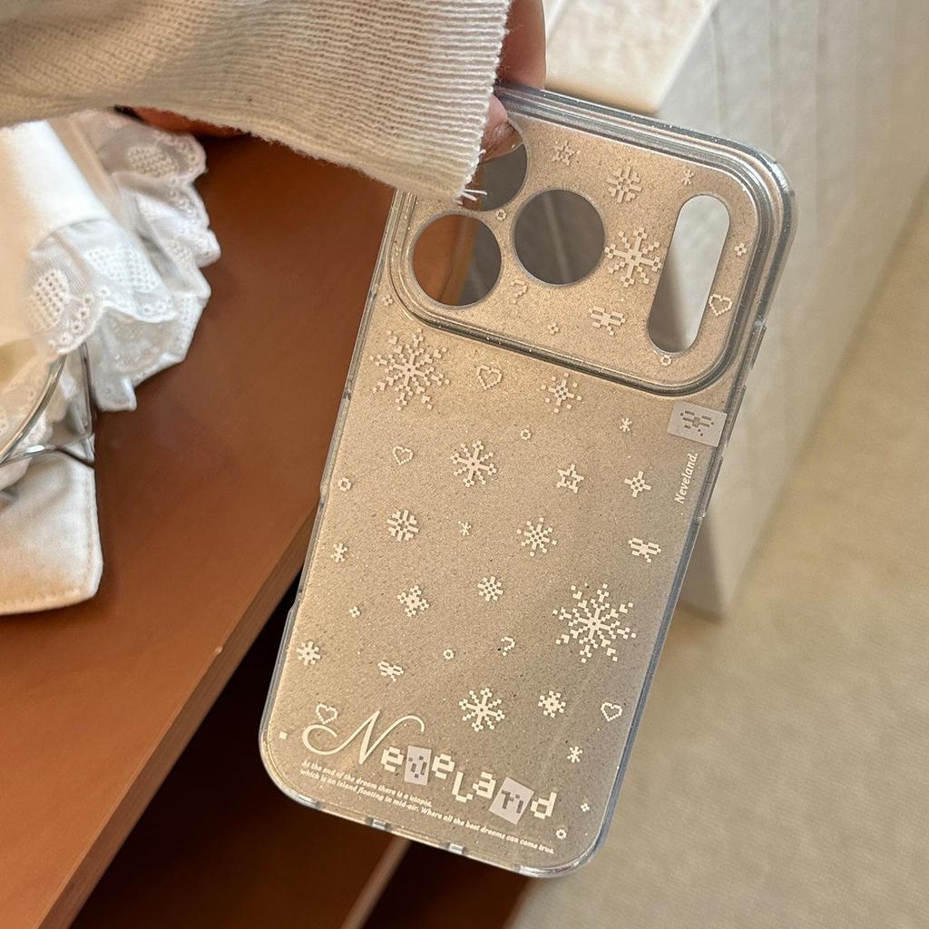 Simple White Snowflake Phone Case Suitable for iPhone 15, iPhone 16, iPhone 17 Pro Max