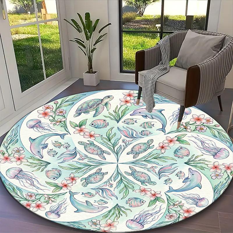 1pc Ethereal Axolotl Aurora Bloom Carpet for Room Floor Mat, Comfortable Office Chair Printed Round Rug, Beautiful Hotel Rug