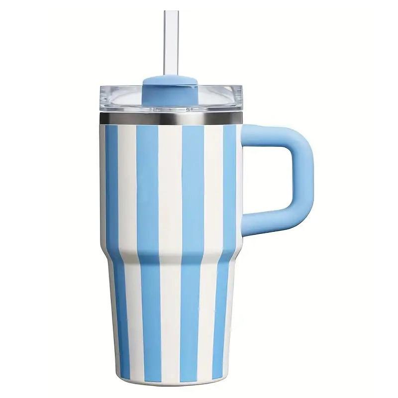 

20oz Thermal Water Bottle With Handle and Straw Drinkware Hot Cold Stainless Steel Thermos Portable Car Coffee Cups Thermal Mug 20oz синій