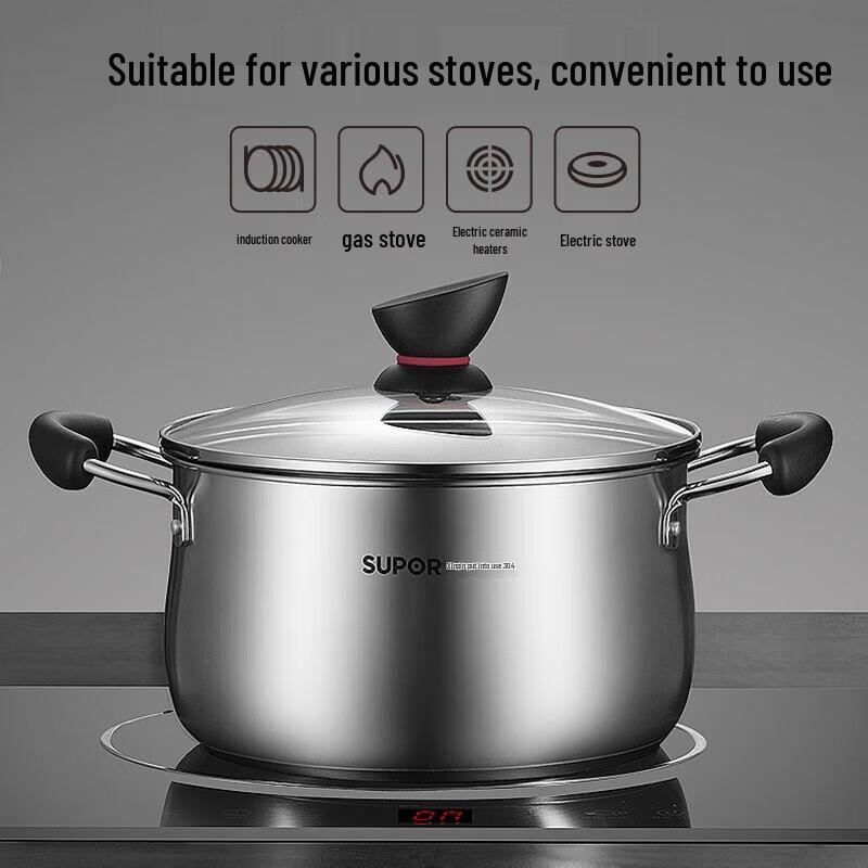 Supor Little Red Circle 304 Stainless Steel Stew Pot