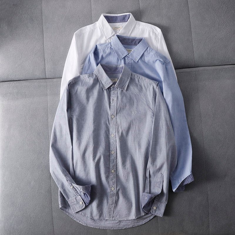 Three Pieces Per Person! Export-Grade Oxford Fabric Solid Color Business Casual Versatile Men's Long-Sleeve Shirt, Loose Fit, Trendy Men's Shirt