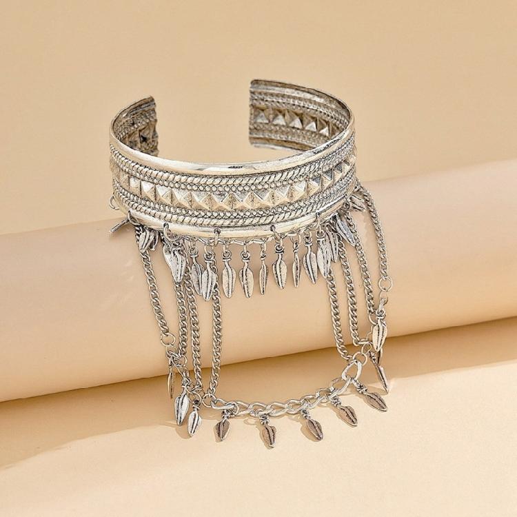 Durable Metal Coin Leaf Tassels Arm Cuffs Bracelet Gold Silver Armlet For Everyday Or Special Event