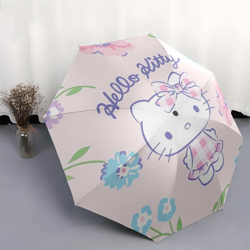 1pc Hello Kitty Floral Pink Umbrella with Plastic Handle,Suitable for All Seasons Home Travel Outdoor UmbrellaSanlio609