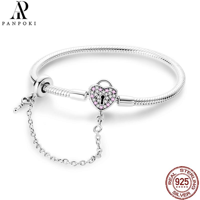 20 Style Original 17CM-20CM 925 Silver Snake Basic Bracelet Heart Moon Star Women DIY CZ Jewelry Fit Beads Charm