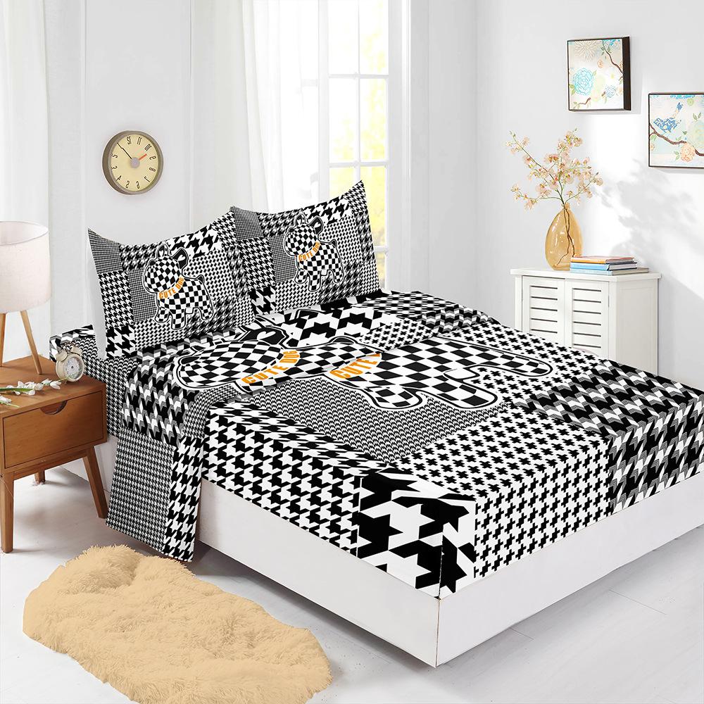 Four-Piece Mattress Set 3D Digital Printing Mattress Protective Cover Animal Cow Mattress