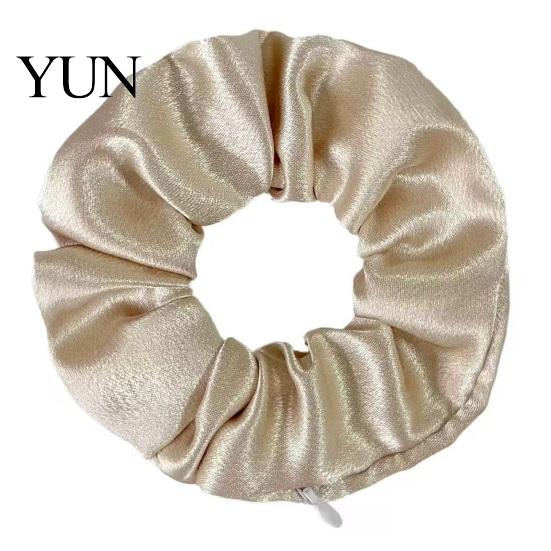 Practical Hair Ties for Small Items Pocket Scrunchies with Hidden Zipper Women, Elastic Tie Multi-functional Storage Keys And Coins, Satin Accessories