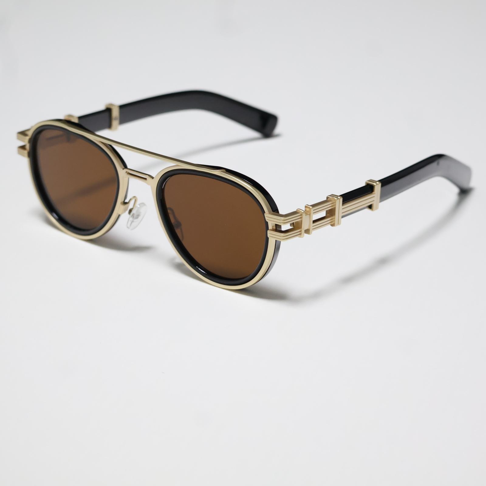 

JYL TS Men s Retro Double-Bridge Oval - Metal-Frame Sun-Protective BLS-3640 c-3838 колір на палітрі інструментів