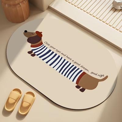 Dachshund Diatom Mud Floor Mat Toilet Toilet Non-Slip Foot Mat Bathroom Door Soft Absorbent Quick Drying Mat