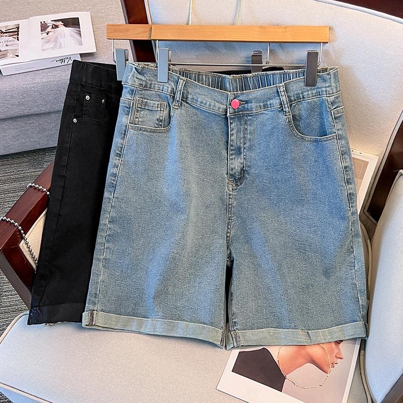 Super Size High Waist Loose Summer Work Jeans for Plus Size MM 7XL синий