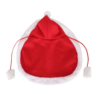 Pet Christmas Cloak Hair Ball Flannelette Plush Red White Cute Eye Catching Pet Christmas Poncho for Holiday Party