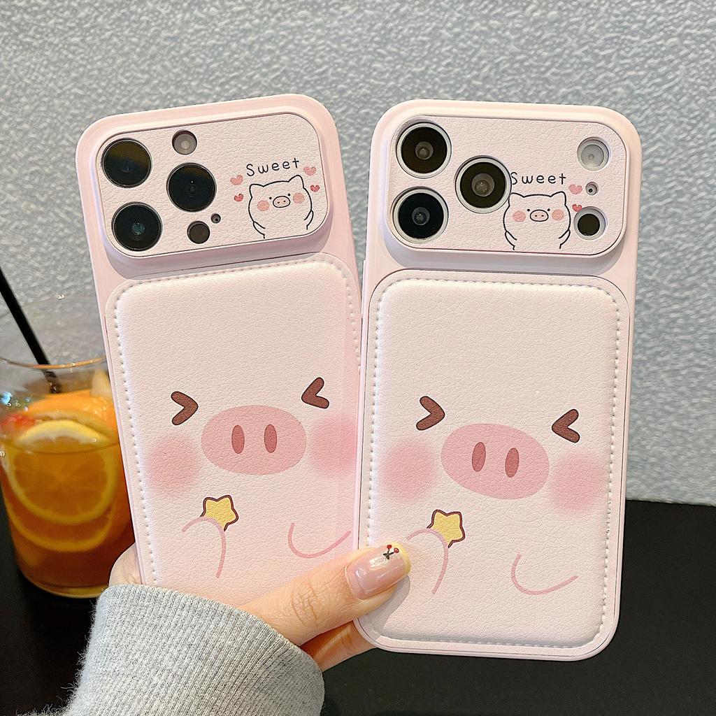 Trendy Leather Texture Pig Series Drop-Proof Phone Case for Apple iP17 Pro Max (16/15/14)