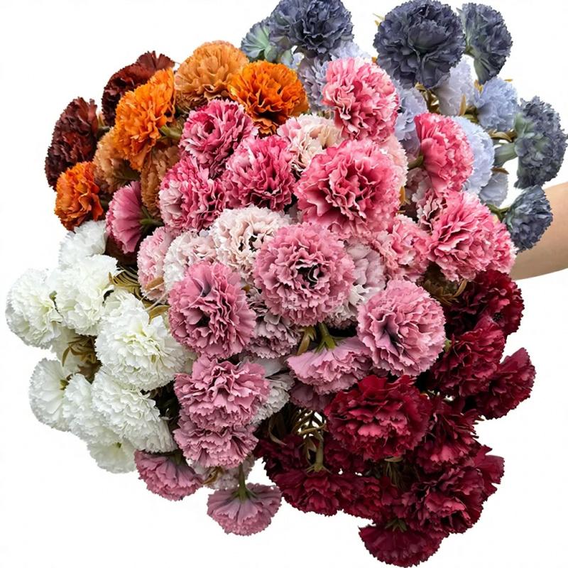 3pcs Carnation Artificial 18 Heads Fake Flower Bouquet Large Bouquet Flowers Photography Props Wedding Floral Arrangement