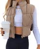 Womens Cropped Puffer Vest Zip Up Sleeveless Lightweight Padded Winter Outerwear