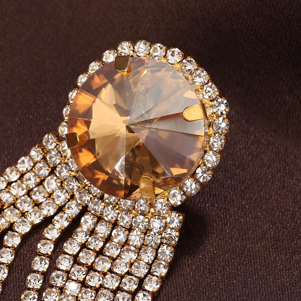 Exaggerated Wind Diamond-Set Fringed Earrings, High-End Niche Design, Exquisite Earrings, Personalized Long Earrings