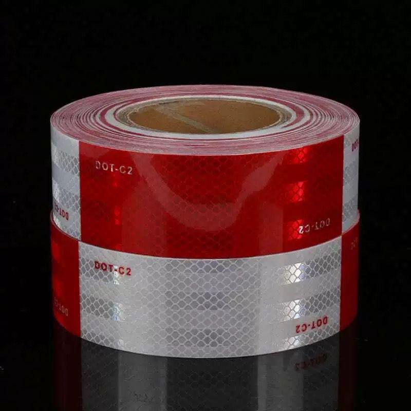 CE EU DOT-C2 Red/White Reflective Tape PET Film Reflective Strip for Vehicle Inspections