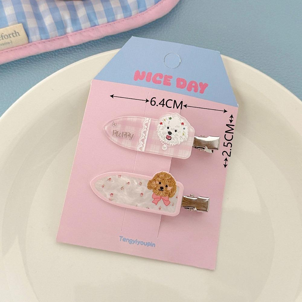 Adorable Pet Dog Hair Clip Set Sweet No-Crease Bang Clip Cartoon Puppy Hair Clips  for Women Girls