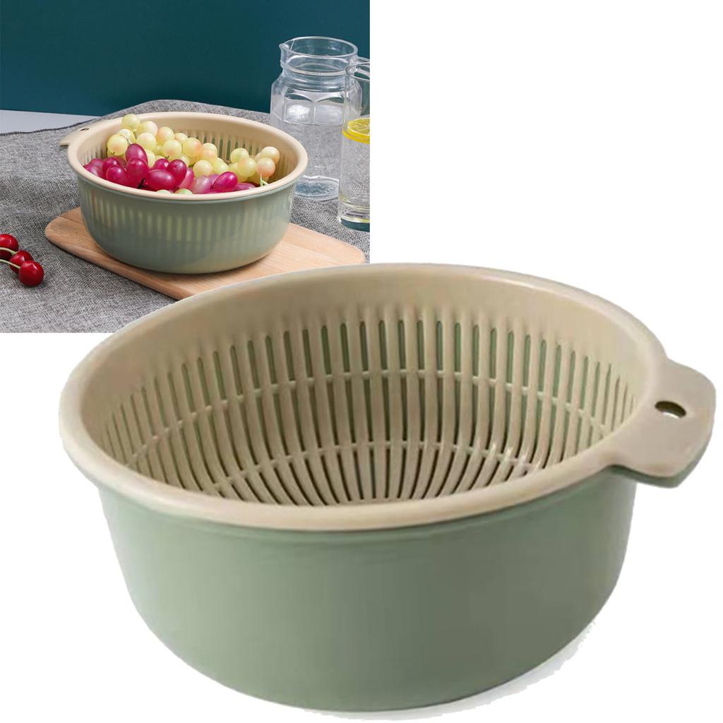 Double Layer Drainer Basket Multifunctional Fruit Vegetable Washing Bowl Kitchen Colander Bowl