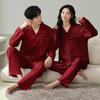 Wedding Couple Red Pajamas Set - Autumn Winter Pure Cotton Long Sleeve Homewear for Him & Her
