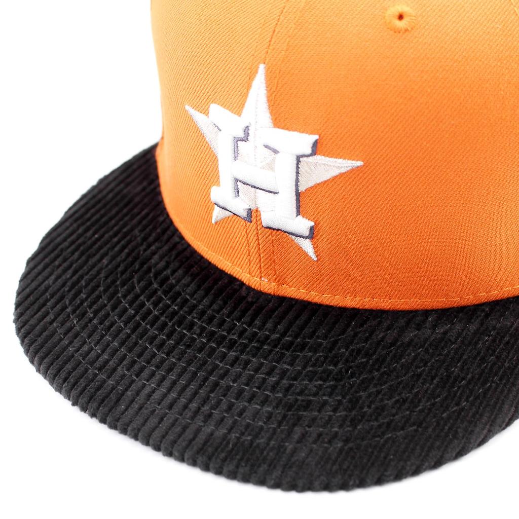 [New Era] Cap 59FIFTY Houston Astros MLB 45TH ANNIVERSARY CORD VISOR FITTED CAP ORANGE HOUSTON ASTROS 5950 Hat Colored Bottom Major League Sz 734