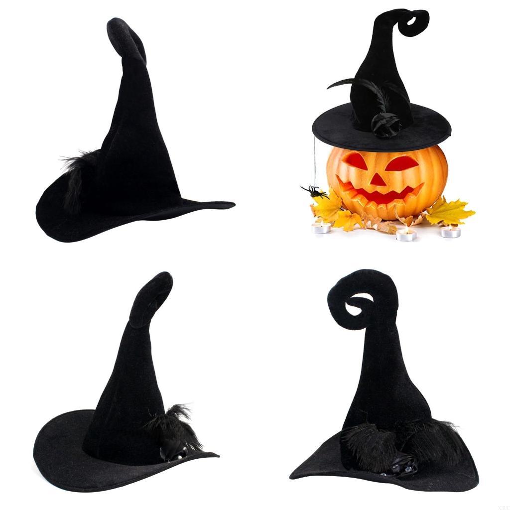 

Wide Brim Pointed Hat for Adult Women Men Black Hat Halloween Party Decoration X3UC China Mainland