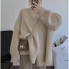 2024 New Korean Lantern Sleeve Drop Shoulder Cardigan - Loose Knitted Sweater for Women, Autumn Winter