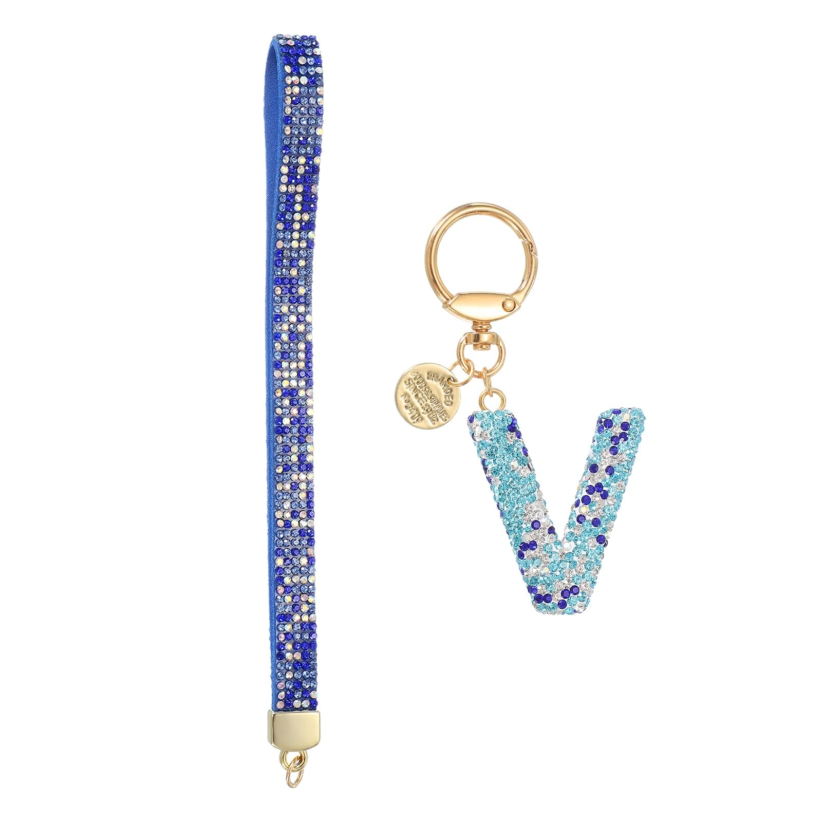 

[uxcell] Women s Initial Letter Keychain, Labian Stone Alphabet V Keychain, Shiny Keychain Decoration with Heart, for Backpacks, Handbags, Car Keys,