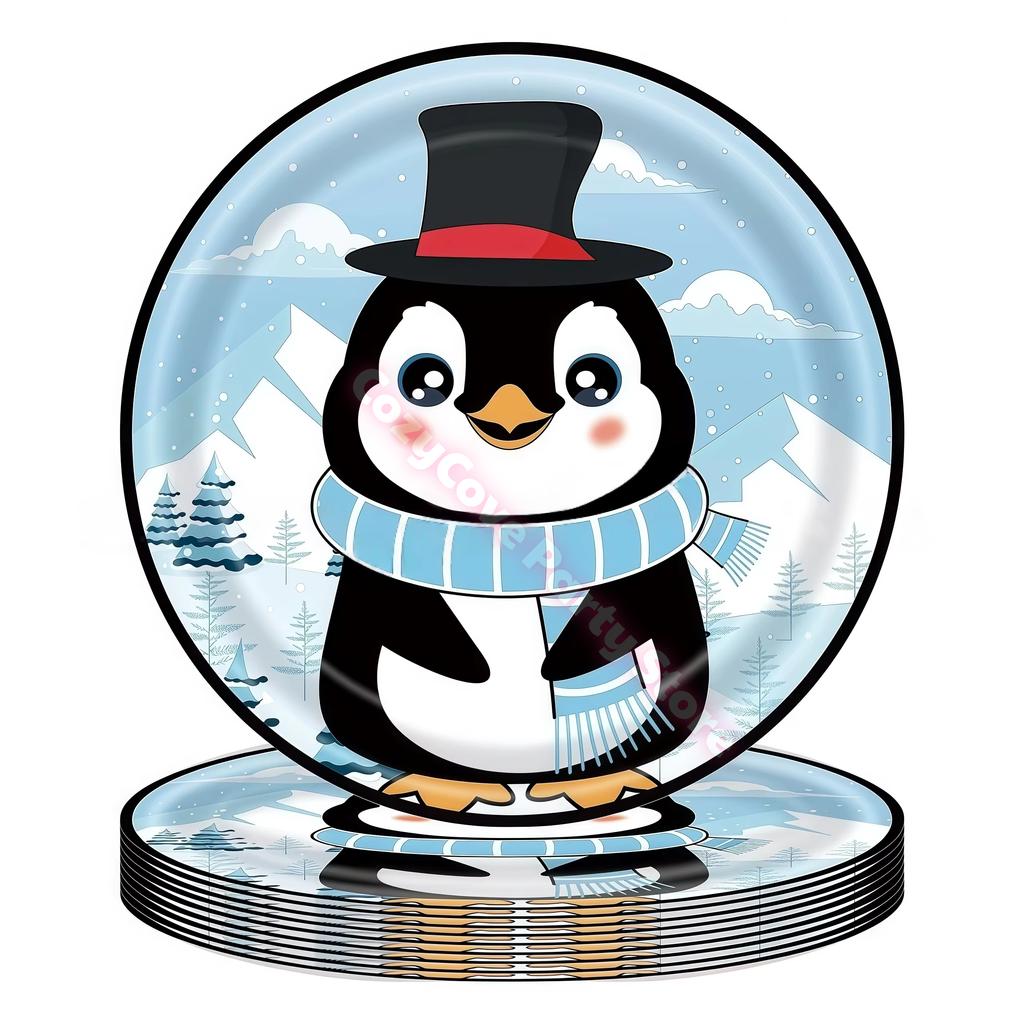 Penguin Theme Birthday Party Supplies Penguin Winter Xmas Banner Cup Plate Balloons For Kids Baby Shower Favor Gifts Photo Props