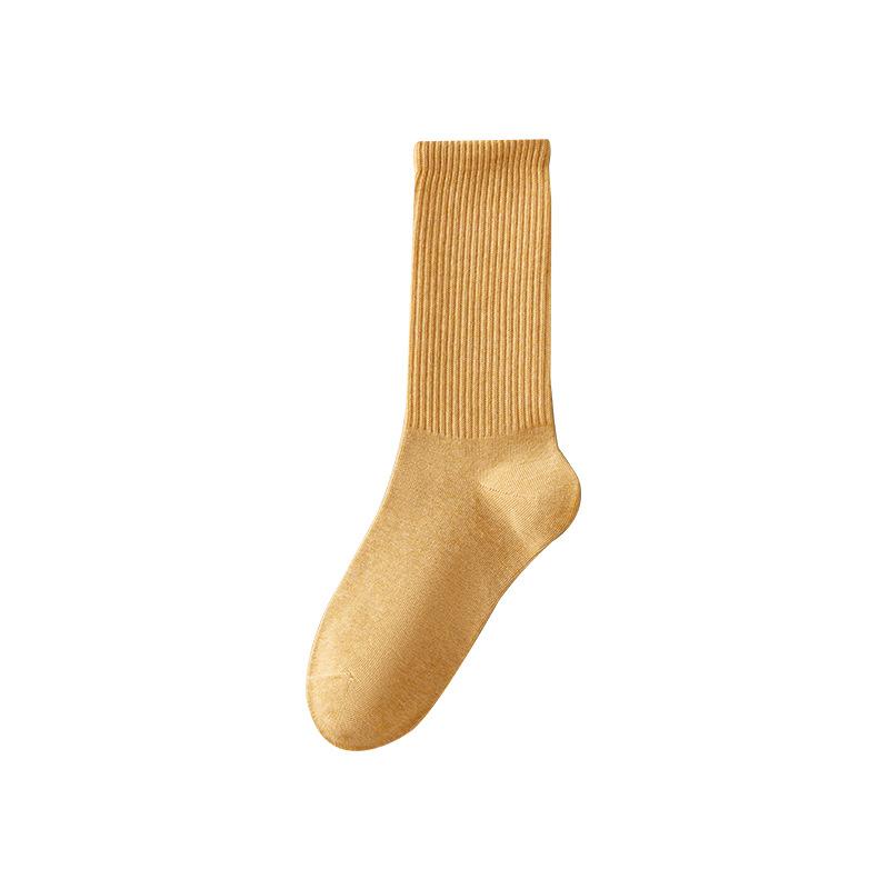 Girls Autumn and Winter Pure Cotton Pure Color Deodorizing Sweat Absorption In The Tube Pile Socks