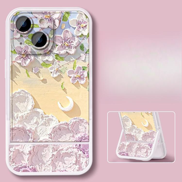 Oil Painting Flower Sea Suitable for Iphone16 IPhone Case 15 Invisible Bracket 14 Soft Silicone 13promax Huawei