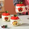 Christmas Apple Mug Christmas Eve Gift for Girlfriend Boy Creative Cup Cute Water Cup with Lid Ceramic