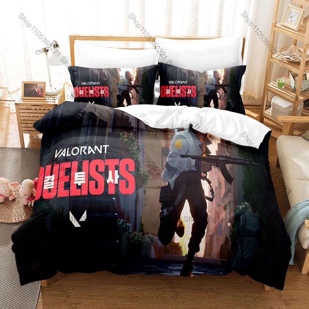 Phoenix Valorant Bettbezug + 2 Kissenbezüge, Spielcharakter Druck Bettwäsche-Set Weiche Bettwäsche für Gamer Schlafzimmer Dekoration