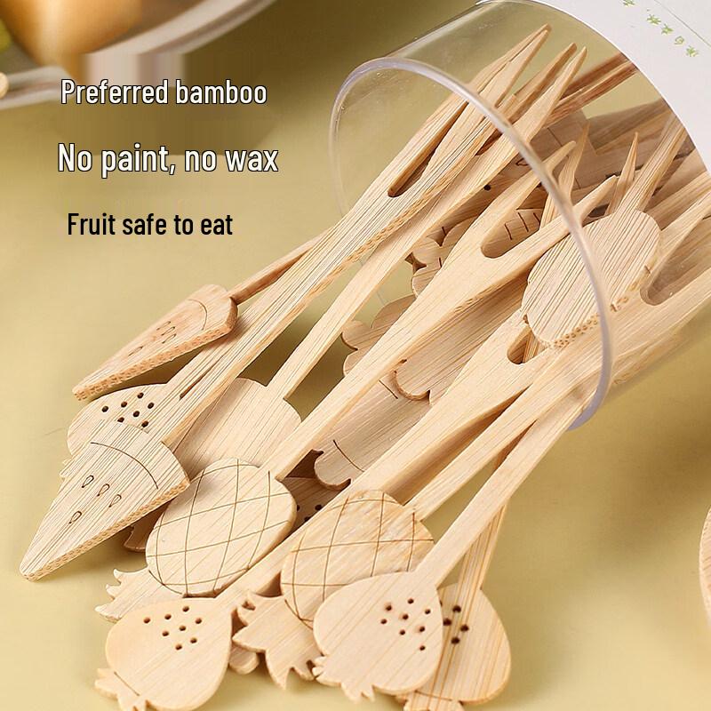 ZISIZ Cute Animal Disposable Bamboo Fruit Forks