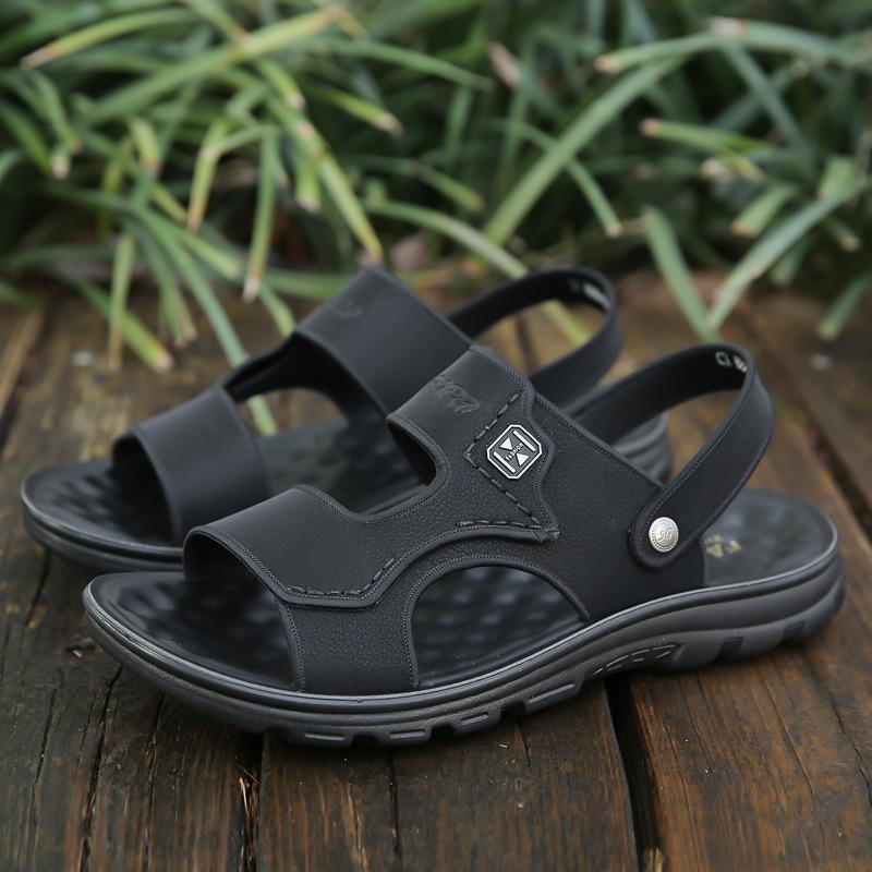 Модные летние новые мужские кожаные тапочки для отдыха на открытом воздухе нескользящие — фото 4