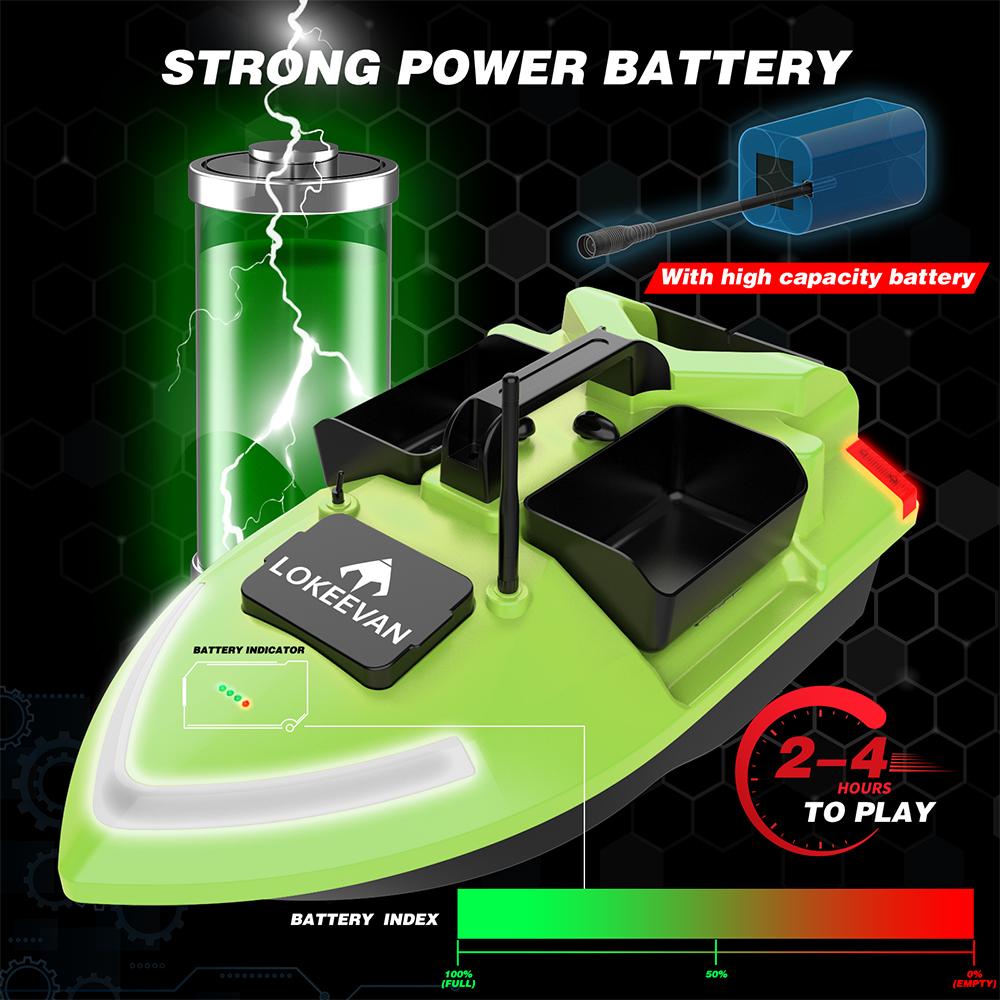 GPS Köderboot Lokeevan V020 12000mAh Akku Doppelmotor 3 Behälter 2KG Traglast 500M Fernbedienung