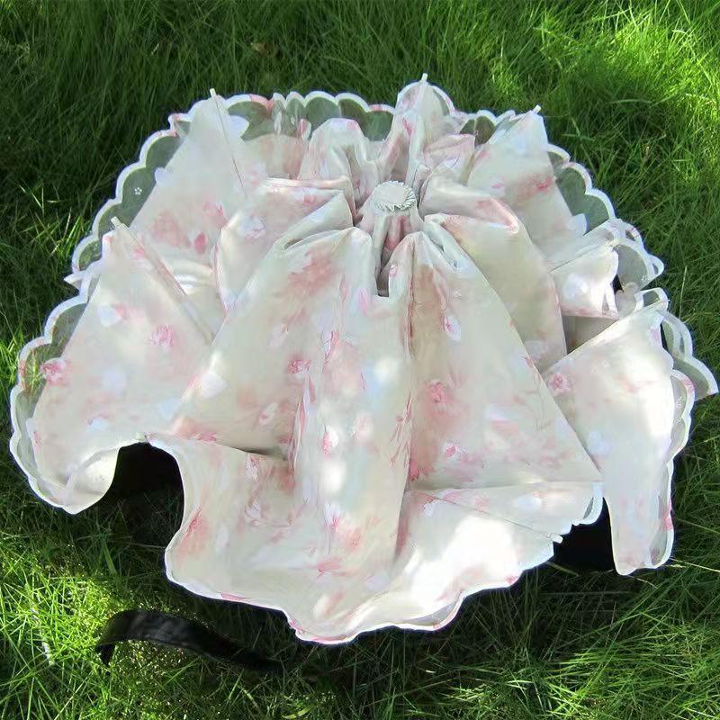 Umbrella lace with UV protection for women, parasol pocket windproof, waterproof, sun and rain, travel  umbrella for women
