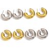 Fashion Thick Round C Shape Chunky Hoop Earrings Women Glossy Circle Gold  Color Steel Needle Stud Huggie Earrings Jewelry