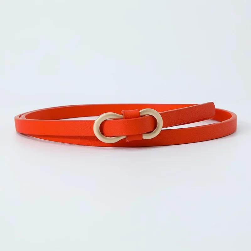 Multi-color Women Fashion Thin Belt Casual Decoration Dress Shirt 8-character Buckle Small Belts Solid Pu Leather Ladies Belts