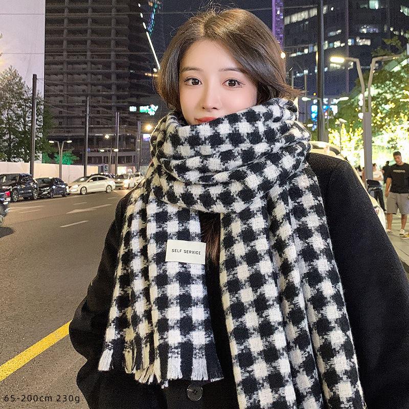 British Style Plaid Scarf Versatile Imitation Cashmere Scarf Shawl Advanced Sense Student Men'S And Women'S Scarf