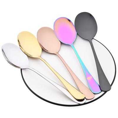 1Pc Public Spoon Serving Spoon Set Western Mirror Polished Stainless Steel Cutlery Colorful Unique Buffet Serving Spoon Kitchen Accessories
