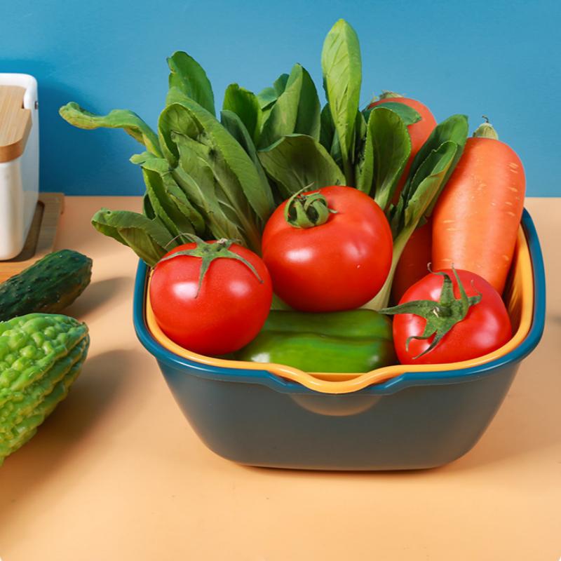 Kitchen Sink Multi-functional Double-layer Strainer for Fruits and Vegetables Designed for Easy Washing